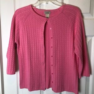 L.L. Bean Button Down Cable Knit Cardigan Sweater Size L
